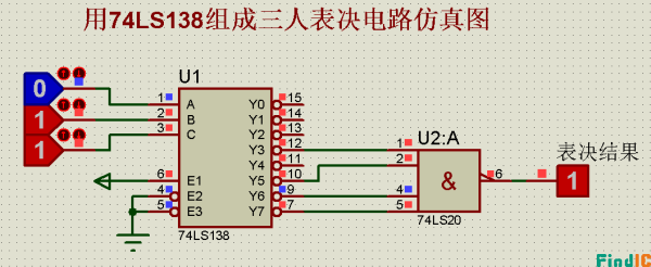 74LS138三人表决电路图 74LS138三人表决电路图
